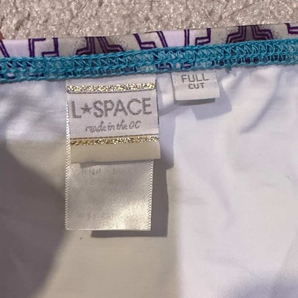 L*Space White and Blue Bikini Bottom - Picture 2 of 2